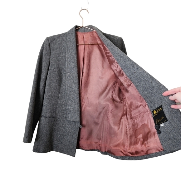 RASPINI x VINTAGE wool long line lapel blazer in‎ grey - Picture 2 of 15